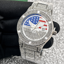 Men’s gold eagle-and-flag motif quartz watch — premium product view 10