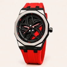 Unisex yellow color-block wheel-motif quartz watch — premium product view 2