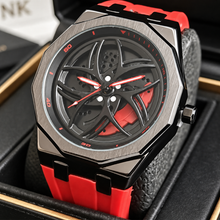 Unisex yellow color-block wheel-motif quartz watch — premium product view 3