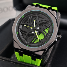 Unisex yellow color-block wheel-motif quartz watch — premium product view 4