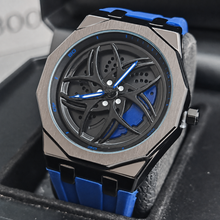 Unisex yellow color-block wheel-motif quartz watch — premium product view 5