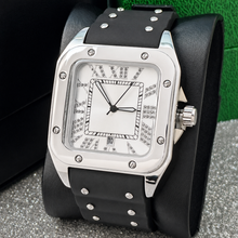 Men’s black screw-bezel Roman square quartz watch — premium product view 4