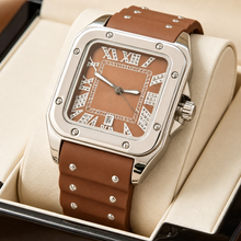 Men’s black screw-bezel Roman square quartz watch — premium product view 6