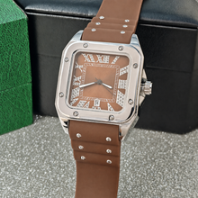 Men’s black screw-bezel Roman square quartz watch — premium product view 8