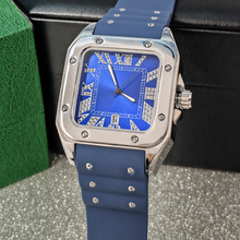 Men’s black screw-bezel Roman square quartz watch — premium product view 9