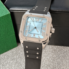 Men’s black screw-bezel Roman square quartz watch — premium product view 12