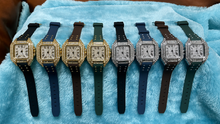 Women’s green studded-strap Roman square quartz watch — premium product view 7
