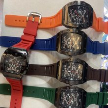 Men’s red silver-bridge barrel quartz watch — premium product view 5
