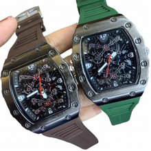 Men’s red silver-bridge barrel quartz watch — premium product view 6