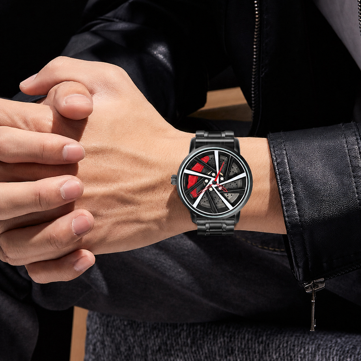 Men’s multi-spoke brake-disc quartz watch — premium product view 11