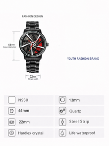 Men’s multi-spoke brake-disc quartz watch — premium product view 12