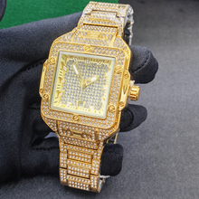 Men’s gold screw-bezel rectangular quartz watch — premium product view 2