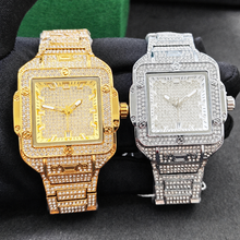 Men’s gold screw-bezel rectangular quartz watch — premium product view 3