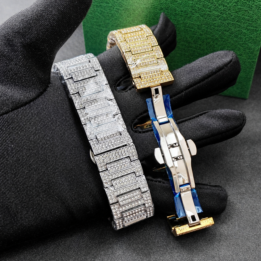 Men’s gold screw-bezel rectangular quartz watch — premium product view 5