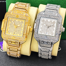 Men’s gold screw-bezel rectangular quartz watch — premium product view 10
