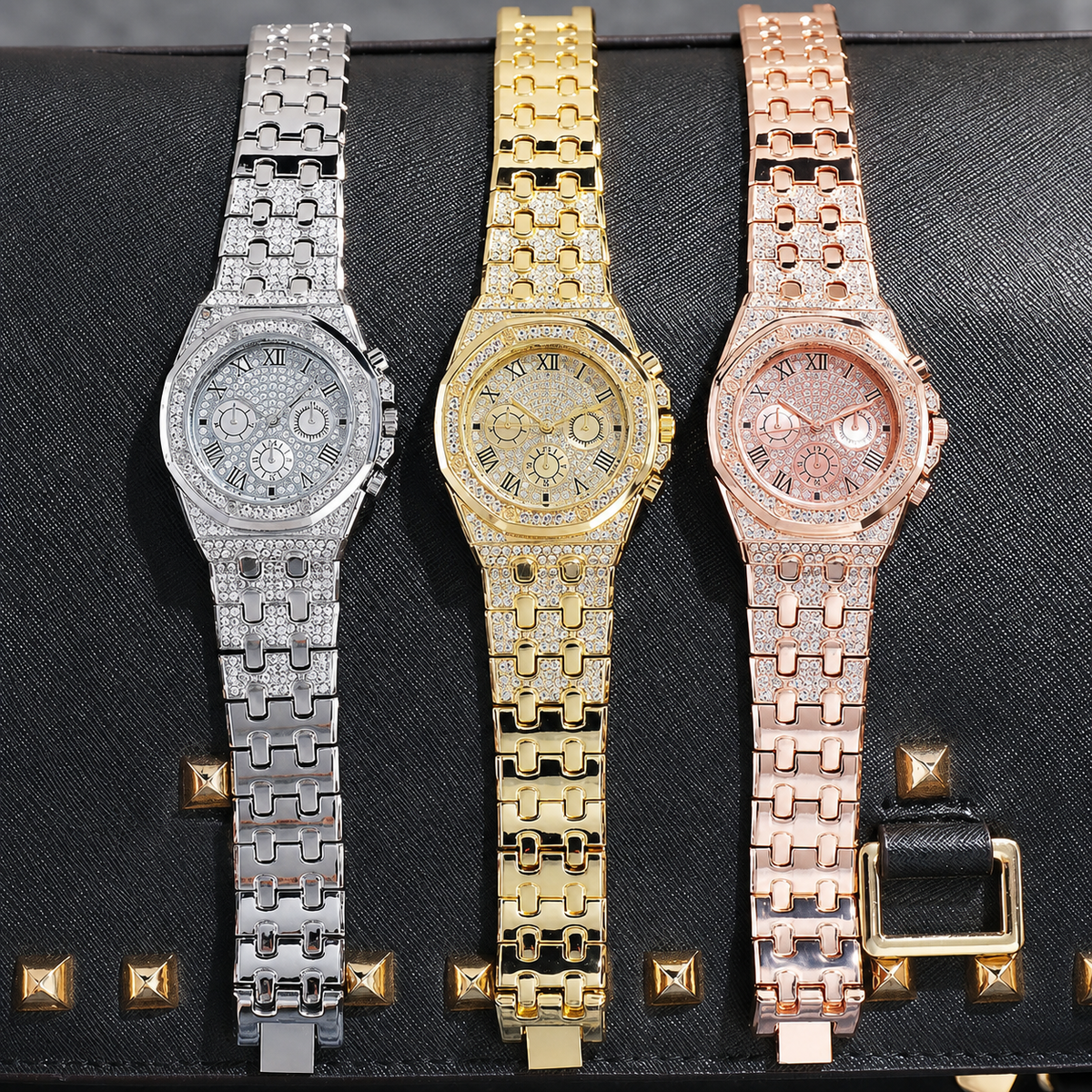 Women’s open-link Roman-numeral quartz watch — premium product view 3