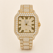 Men’s gold rounded-square Roman-numeral quartz watch — premium product view 1