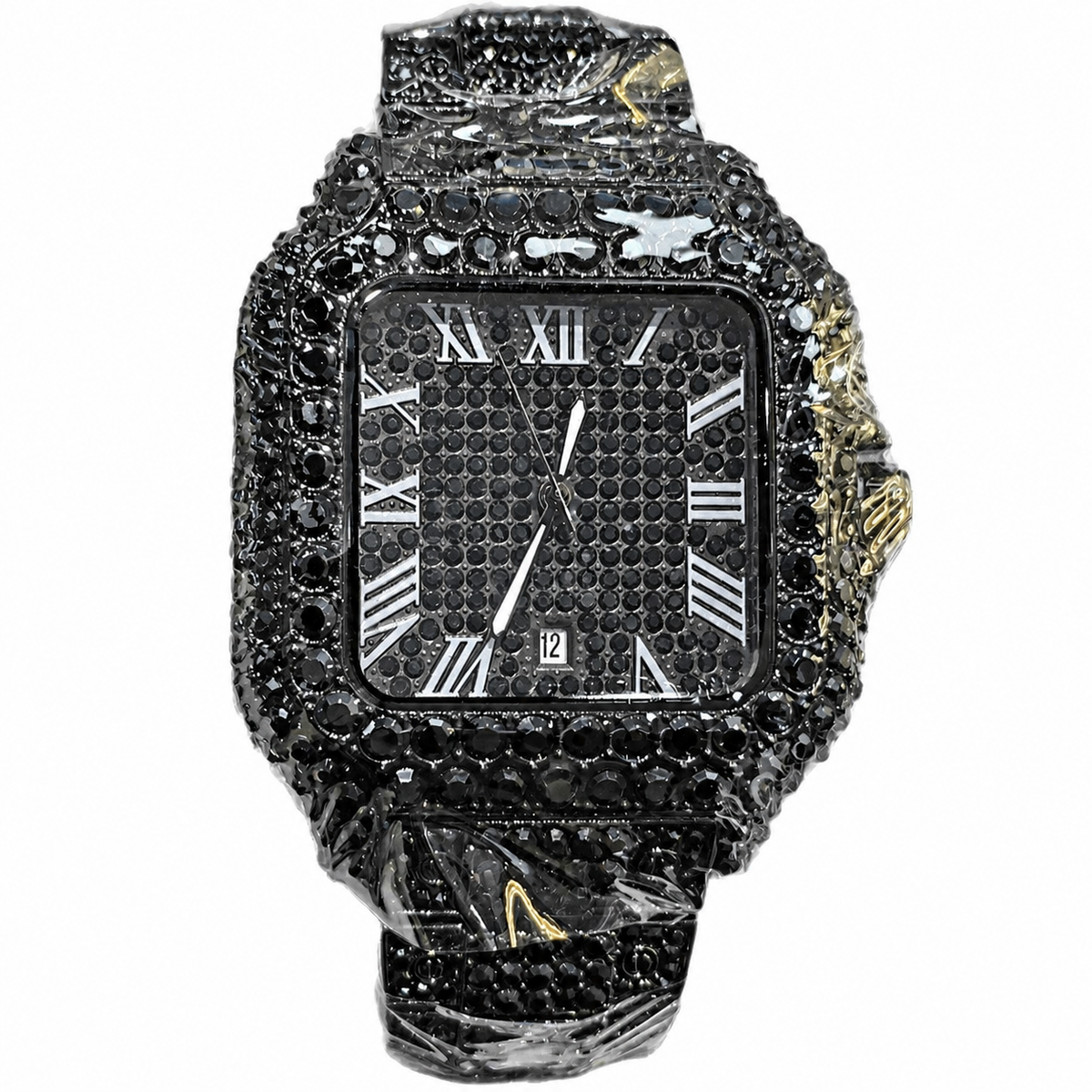 Men’s gold rounded-square Roman-numeral quartz watch — premium product view 5