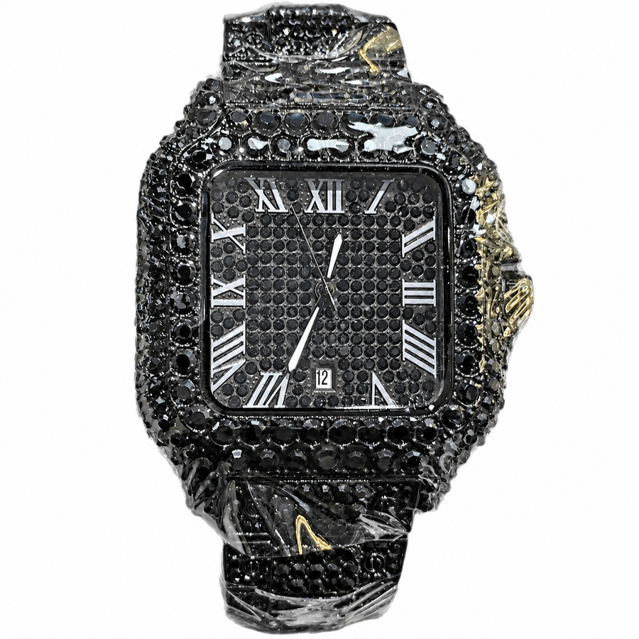 Men’s gold rounded-square Roman-numeral quartz watch — premium product view 5