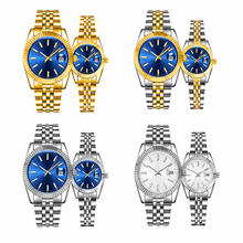 Couples' ribbed-bezel calendar watch — premium V2 view 7