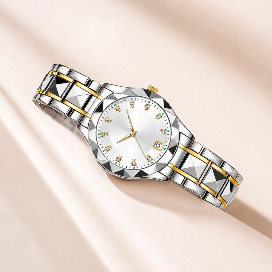 Women’s Faceted-Link Calendar Quartz Watch — product photo 04