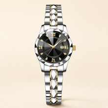 Women’s Faceted-Link Calendar Quartz Watch — Gold Tone / Black Dial / Women, product photo 05