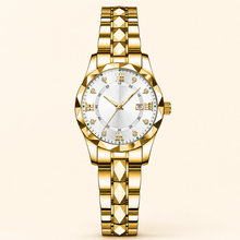 Women’s Faceted-Link Calendar Quartz Watch — Gold / White Dial / Women, product photo 10