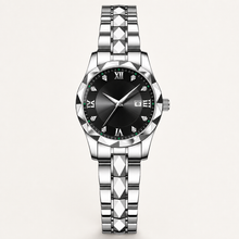Women’s Faceted-Link Calendar Quartz Watch — Silver / Black Dial / Women, product photo 11