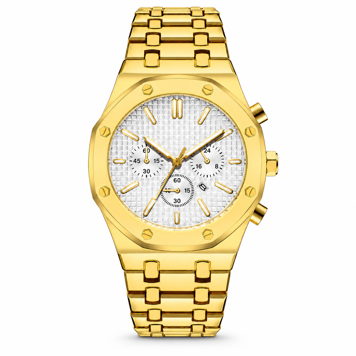 Men’s octagonal-bezel calendar quartz watch — regenerated premium view 2