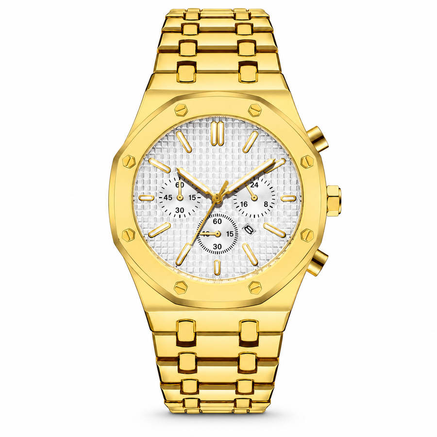 Men’s octagonal-bezel calendar quartz watch — regenerated premium view 2