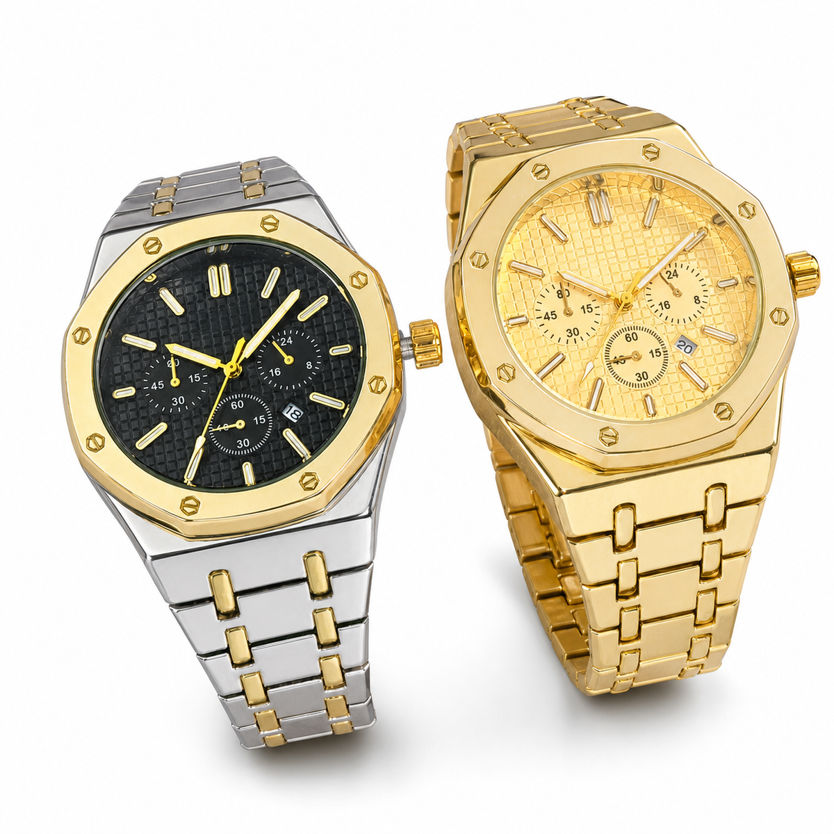 Men’s octagonal-bezel calendar quartz watch — regenerated premium view 3