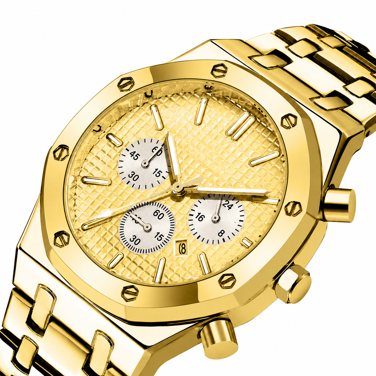 Men’s octagonal-bezel calendar quartz watch — regenerated premium view 7