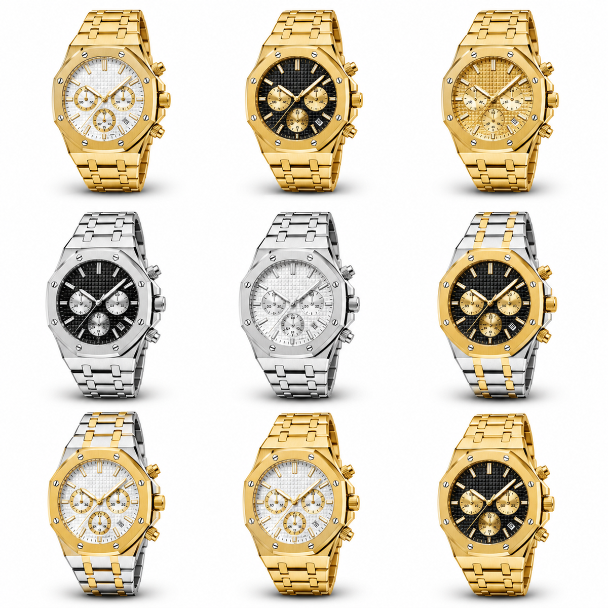 Men’s octagonal-bezel calendar quartz watch — regenerated premium view 8