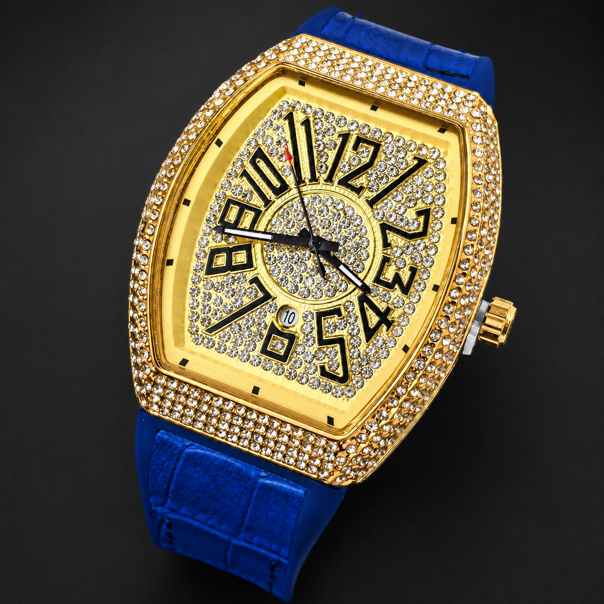 Men’s oversized-numeral tonneau quartz watch — regenerated premium view 1