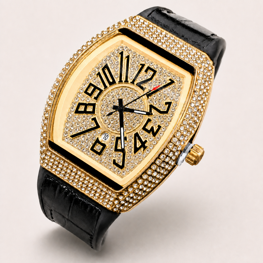 Men’s oversized-numeral tonneau quartz watch — regenerated premium view 2