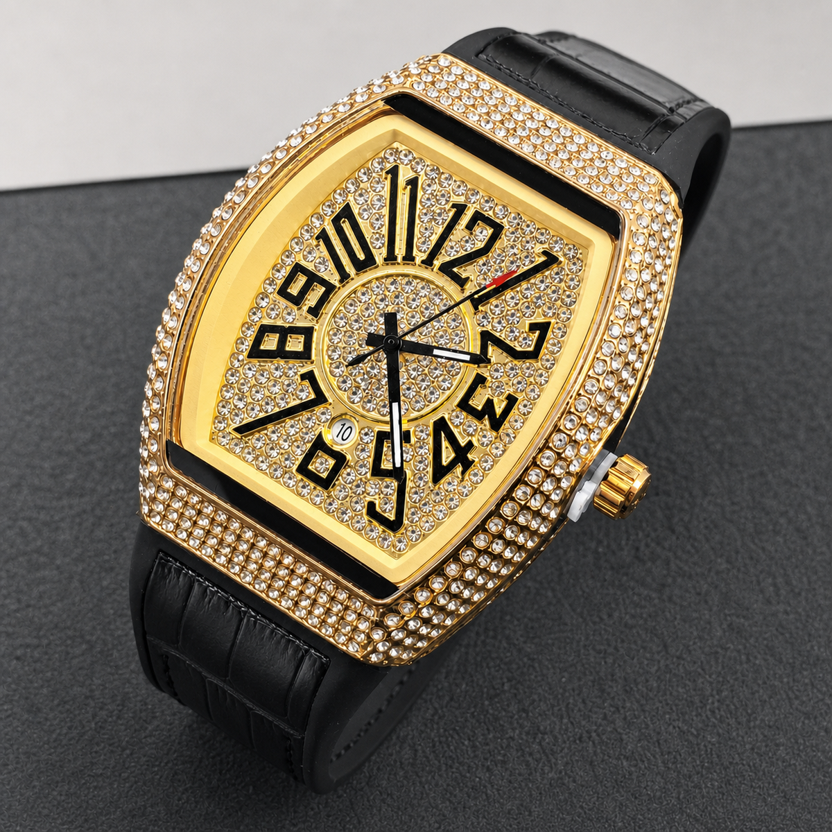 Men’s oversized-numeral tonneau quartz watch — regenerated premium view 4
