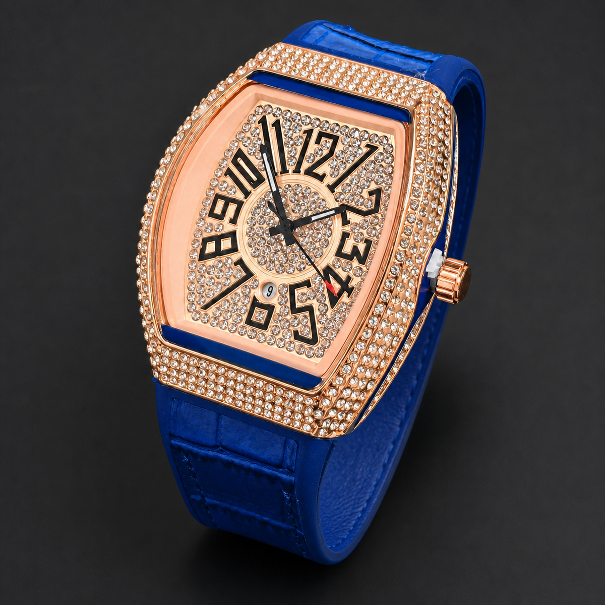 Men’s oversized-numeral tonneau quartz watch — regenerated premium view 6