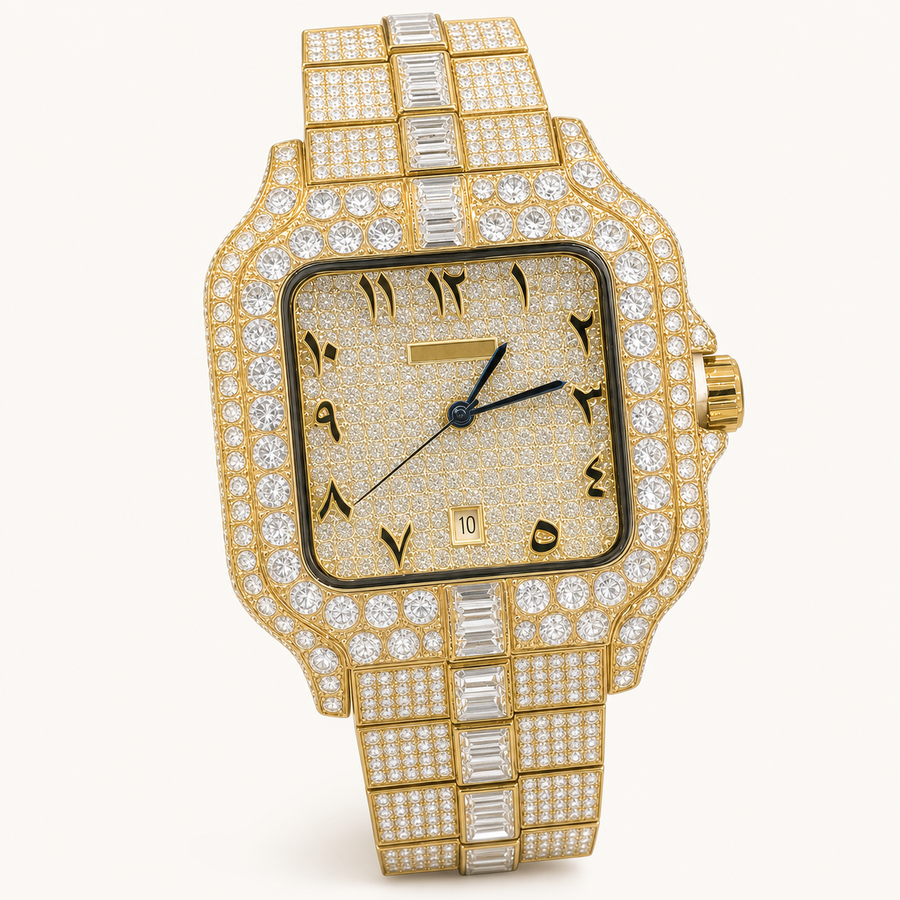 Couples’ embellished square-case quartz watch — regenerated premium view 3