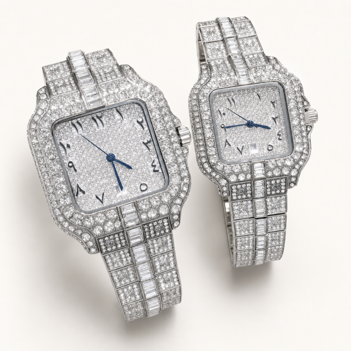 Couples’ embellished square-case quartz watch — regenerated premium view 4