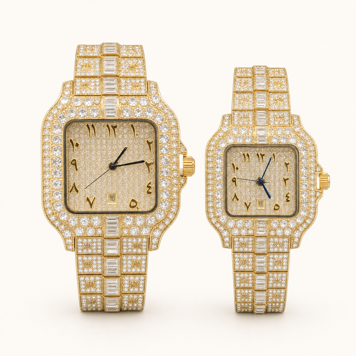 Couples’ embellished square-case quartz watch — regenerated premium view 6