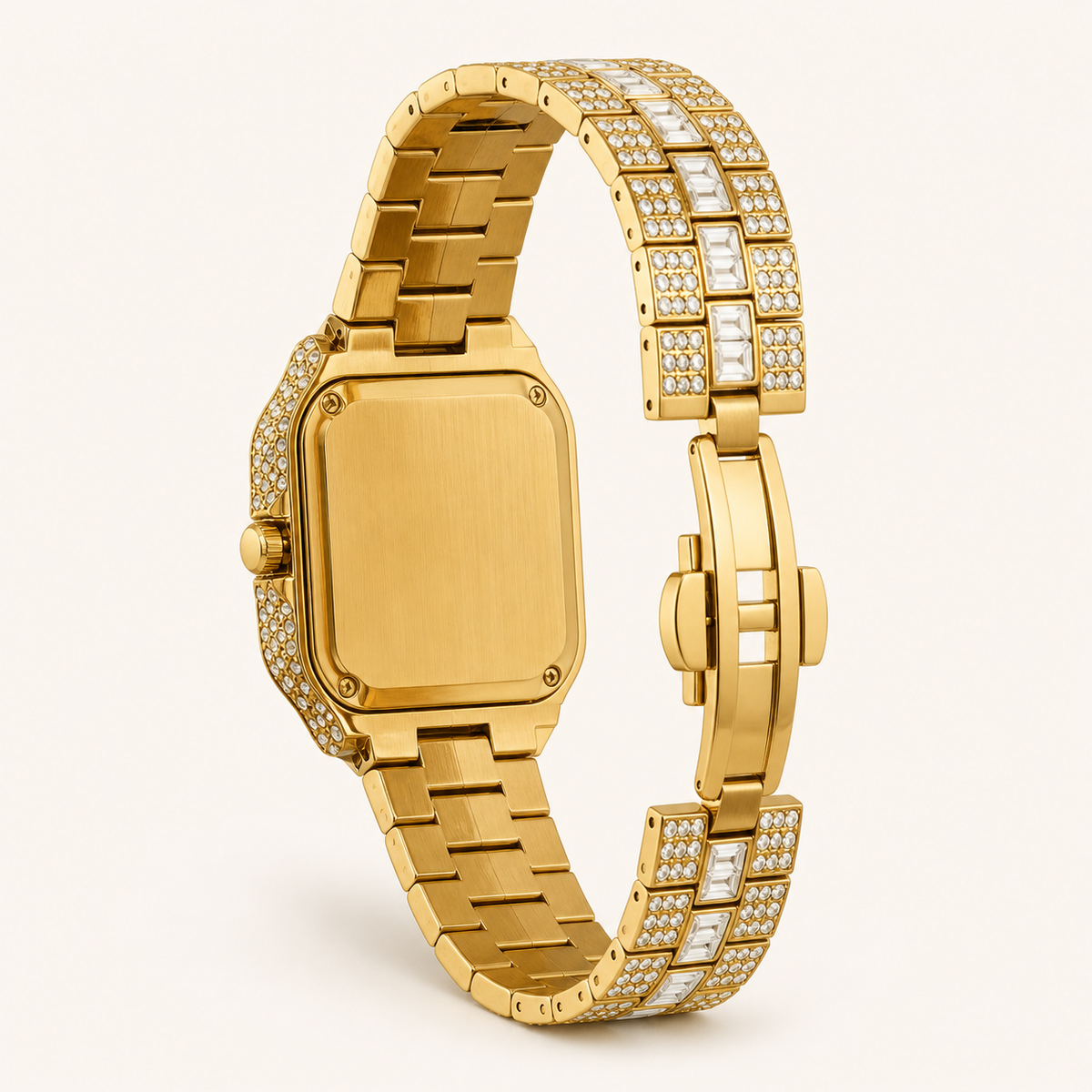 Couples’ embellished square-case quartz watch — regenerated premium view 7