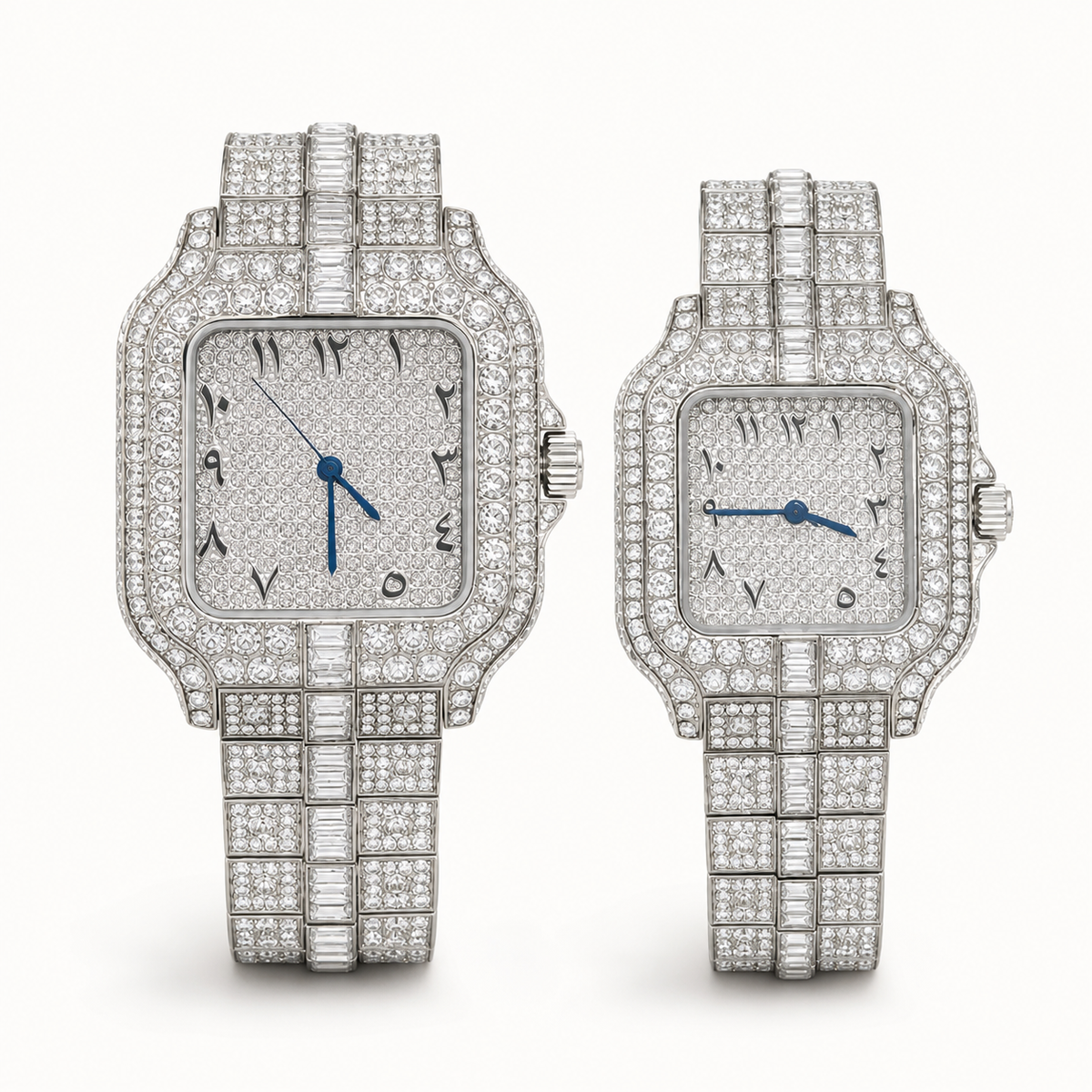 Couples’ embellished square-case quartz watch — regenerated premium view 10