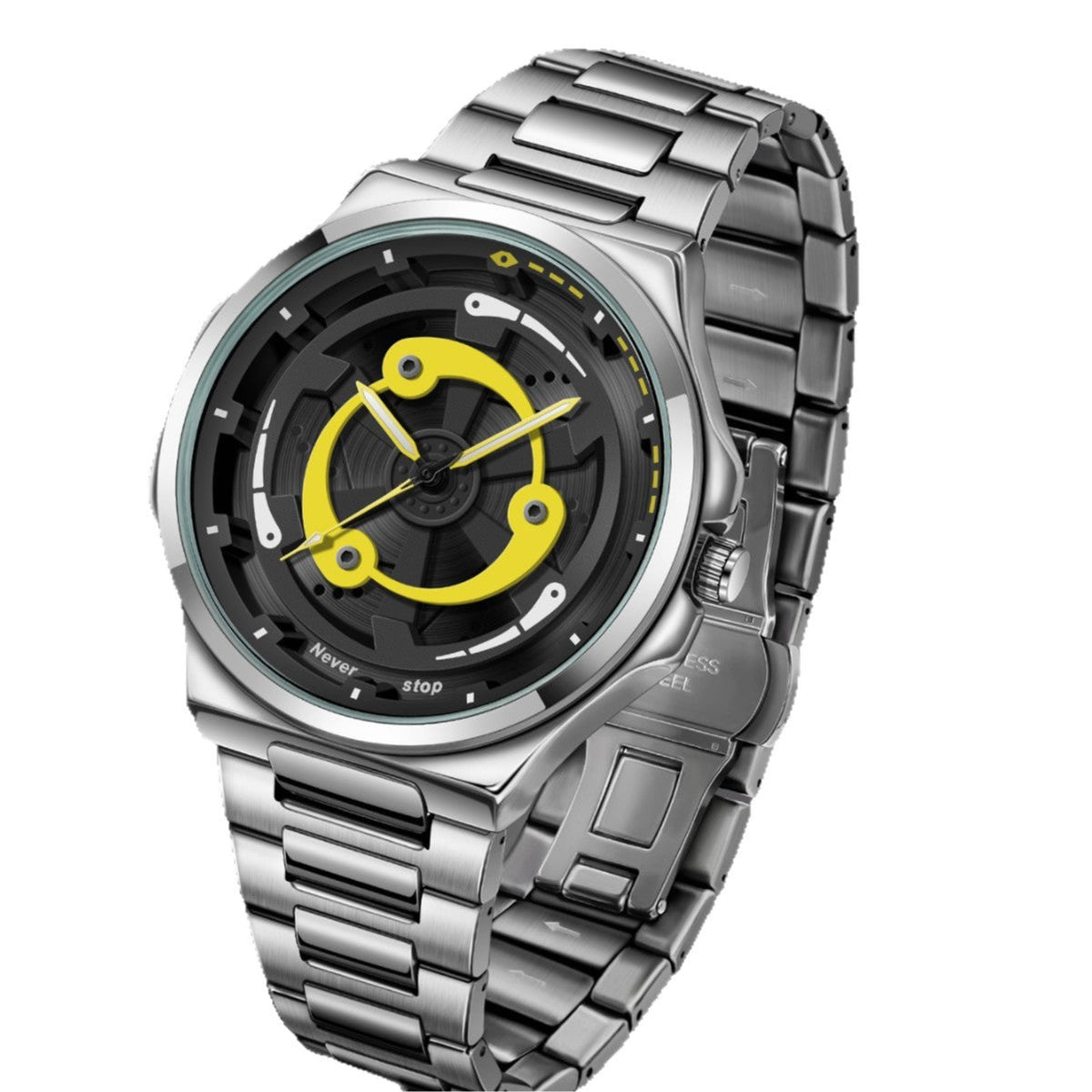 Men’s Red Ring-Spoke Wheel-Dial Quartz Watch — product photo 10