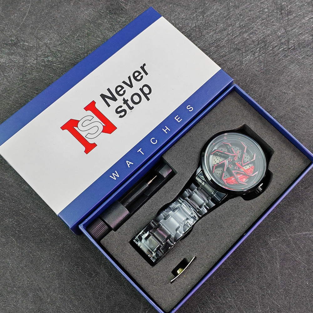 Men’s Yellow Brake-Disc Wheel-Dial Quartz Watch — product photo 10