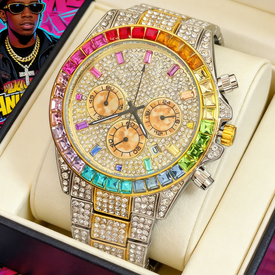 Men’s Rainbow-Bezel Quartz Watch — product photo 04