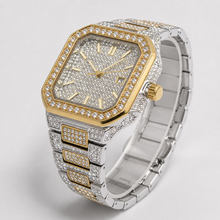 Men’s Stepped-Link Square Quartz Watch — Golden two-tone professional studio alternate view