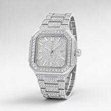 Men’s Stepped-Link Square Quartz Watch — Silver professional studio alternate view