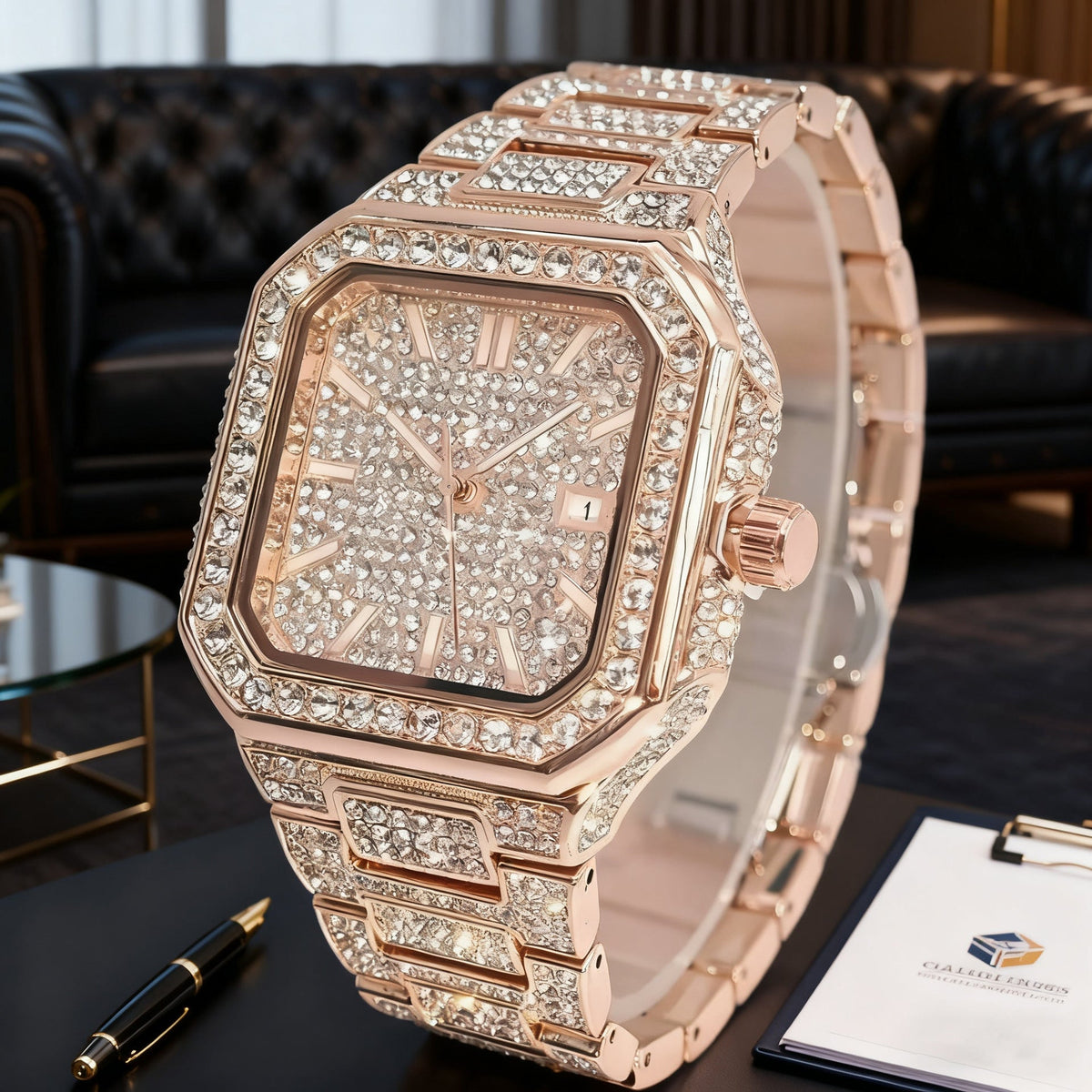 Men’s Stepped-Link Square Quartz Watch — product photo 11
