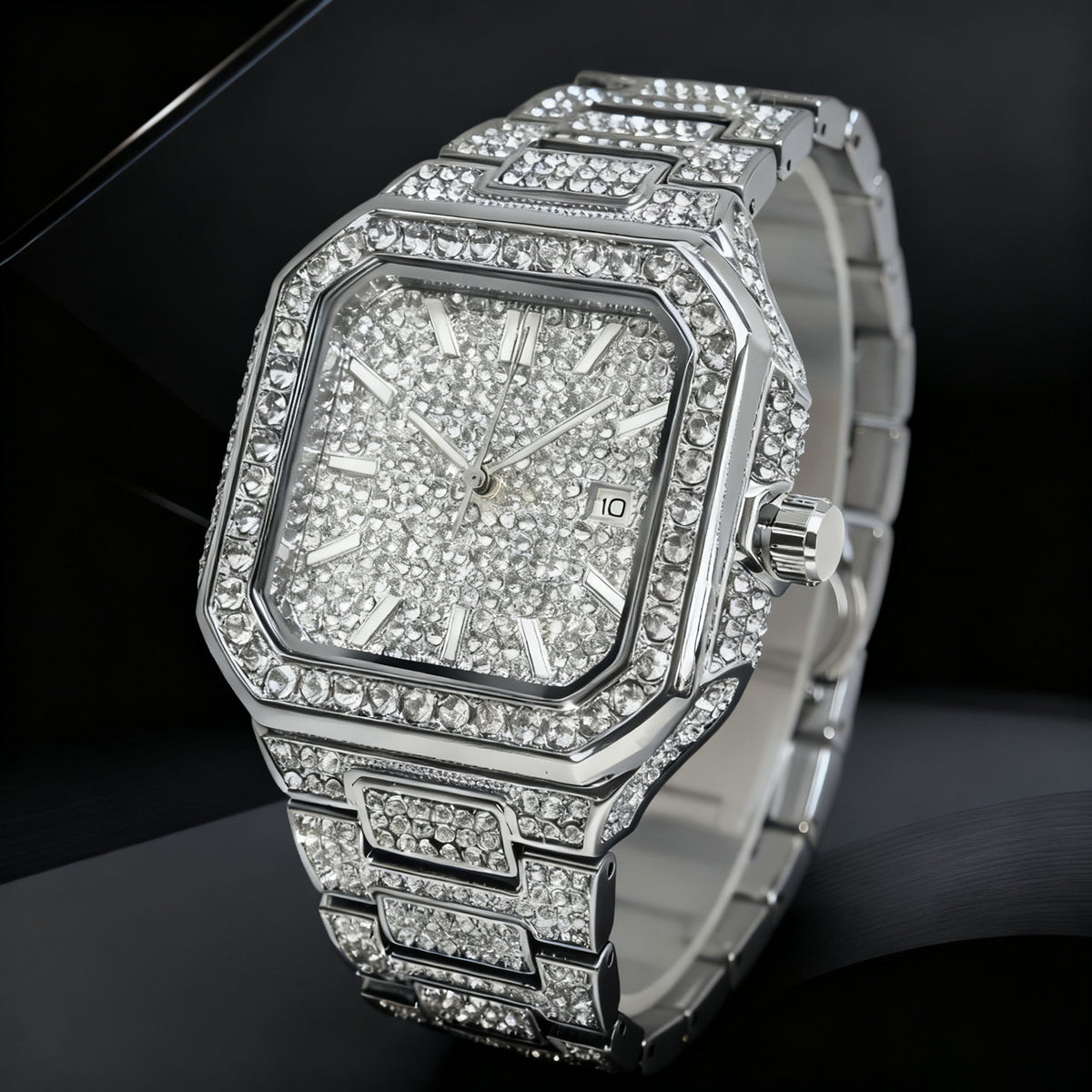 Men’s Stepped-Link Square Quartz Watch — product photo 12