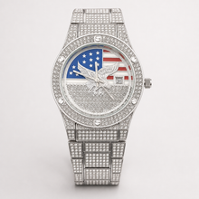 Men’s Eagle Flag-Motif Quartz Watch — Silver professional studio alternate view